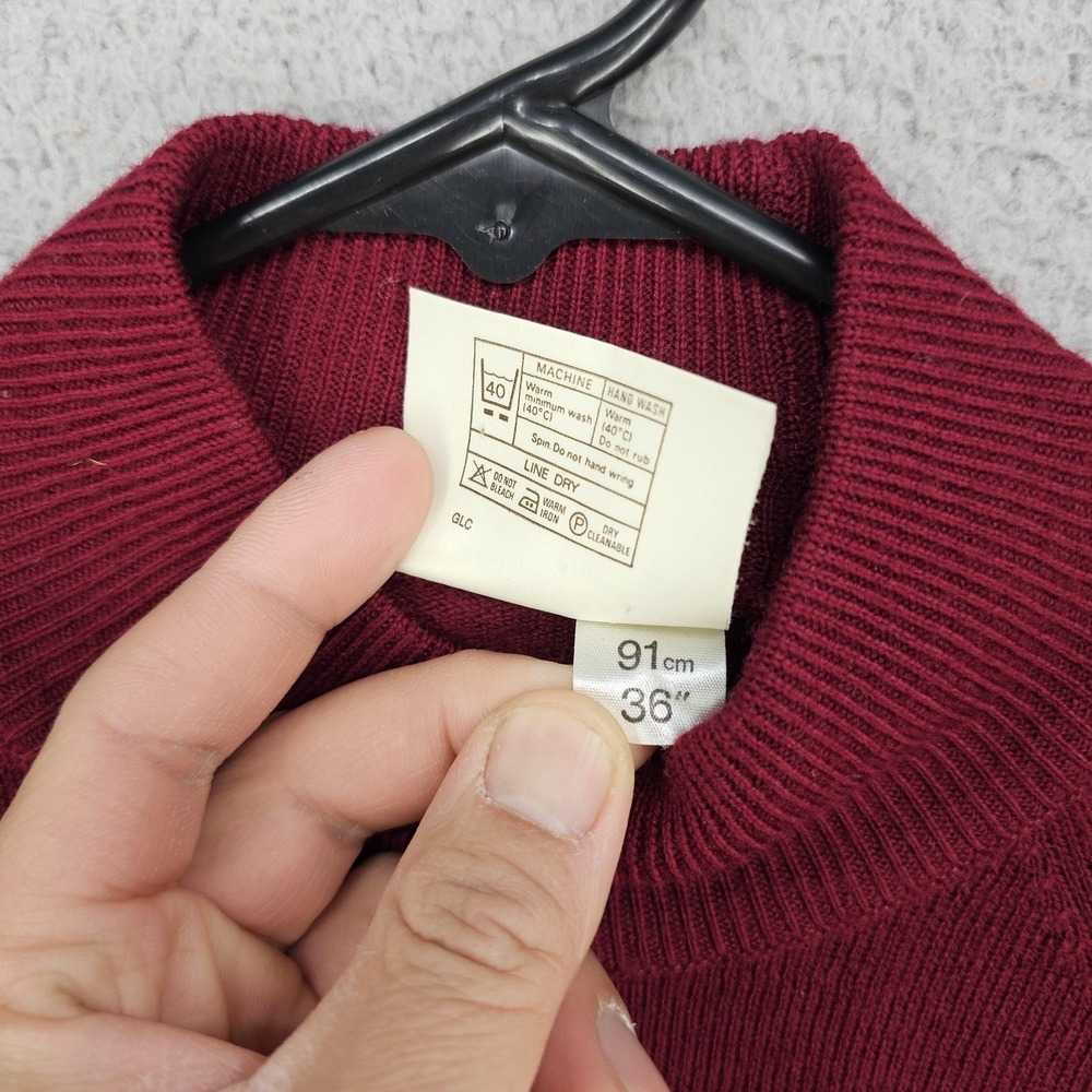 The Edinburgh Woollen Mill Sweater Womens Small Red Lambswool Mock Neck Knit - Picture 4 of 9